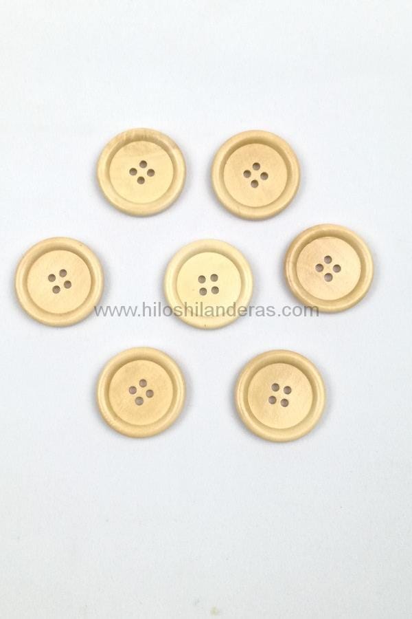 Botón de madera 30 mm 4 agujeros. Artículos para costureras. Mercería online.