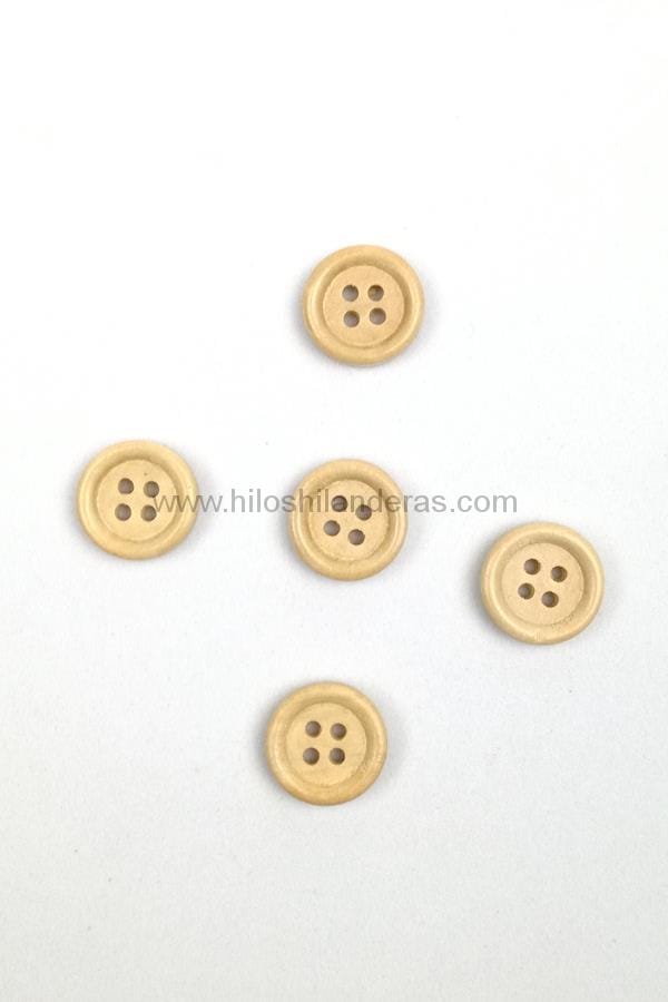 Botón de madera 15 mm 4 agujeros. Artículos para costureras. Mercería online.