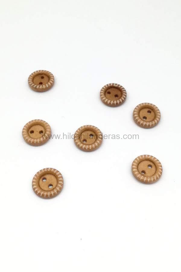 Botón de madera 13 mm 2 agujeros. Artículos para costureras. Mercería online low cost en Sevilla.