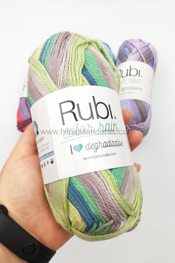 Madeja algodón degradado 100% Lanas Rubí mod. Color Rain 100 gr. Lana en colores degradados. Crochet original. Mercería Hilo