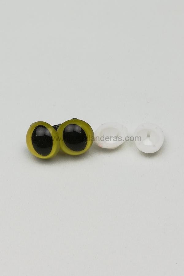 Ojos de seguridad GATO COLOR para amigurumis y peluches o juguetes de lana de 12 mm de diámetro.