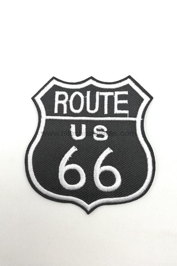 Parche termoadhesivo bordado 8 x 7 cm mod. Route 66. Ideal para pantalones y chaquetas vaqueras. Mercería económica online