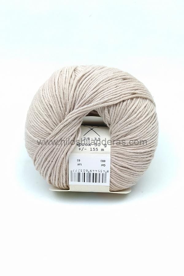 Ovillo de algodón egipcio 100%, doble peinado y gaseado  Rubí Natural 50gr. Hilos y lanas orgánicos. Lino natural
