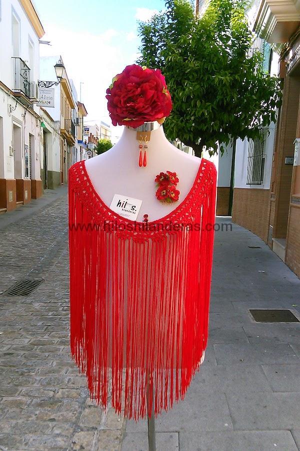 Flecos de flamenca tejidos a crochet en hilo de cuquillo. mod. Azahar. Moda flamenca a tu alcance. Mercería online en Bormujos Sevilla