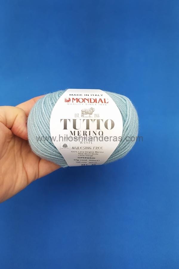 Ovillo de lana 100% merino Mondial Tutto Merino 50 gramos. Tienda de hilos y lanas en Sevilla. Mercería online en Sevilla. Lanas e hilos ecológicos