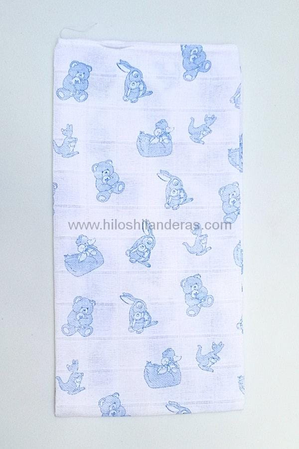 Gasa muselina para bebé estampada 100% algodón. 65x65cm colores rosa, azul, beige, estampados. Mercería online