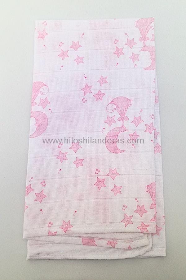 Gasa muselina para bebé estampada 100% algodón. 65x65cm colores rosa, azul, beige, estampados. Mercería online