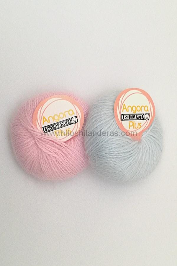 Madeja de lana Angora Plus de Oso Blanco 20 gr 3,5 - 4 mm color celeste pastel