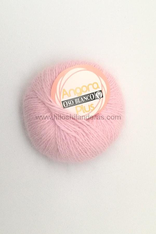 Madeja de lana Angora Plus de Oso Blanco 20 gr 3,5 - 4 mm color rosa pastel