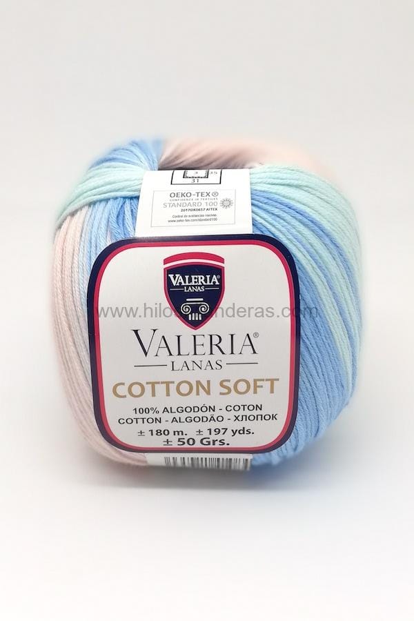 Ovillo de algodón de Valeria Lanas 50 gr grosor 2,5 - 3,5 mm mod. Cotton Soft Stampa