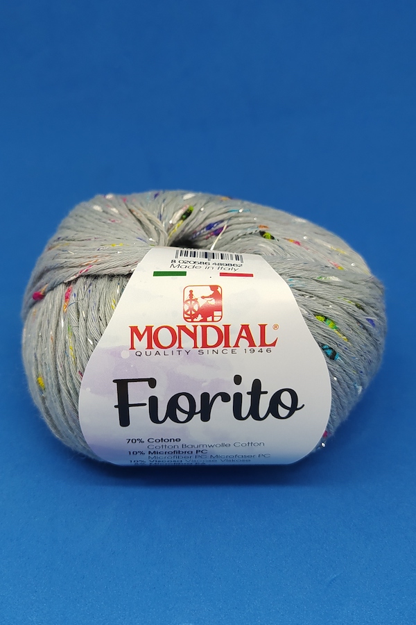 Madeja de algodón Mondial Fiorito de 50 gr para tejer con agujas de 3-4 mm. Tienda de hilos y lanas en El Aljarafe. Clases de crochet, amigurumis